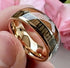 Men 8mm Tungsten Rose Gold Cupid's Arrow Koa Wood Inlay Comfort-Fit Wedding Band