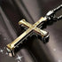 Titanium Stylish & Elegant Black/Gold Cubic Zirconia Cross Pendant Necklace