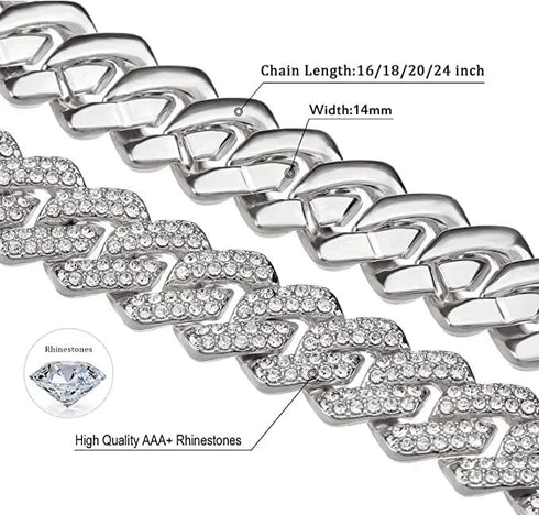 3-Pcs Iced Out 14K Gold Plated CZ Lion Head Pendant W/Cuban Necklace & Bracelet