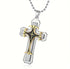 Titanium Creative Multi-Layer Gold Silver Cross/CZ Owl Pendant Necklace