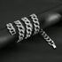2Pc FULLY ICED 14K White Gold Plated CZ Miami Cuban Link Chain Necklace & Bracelet