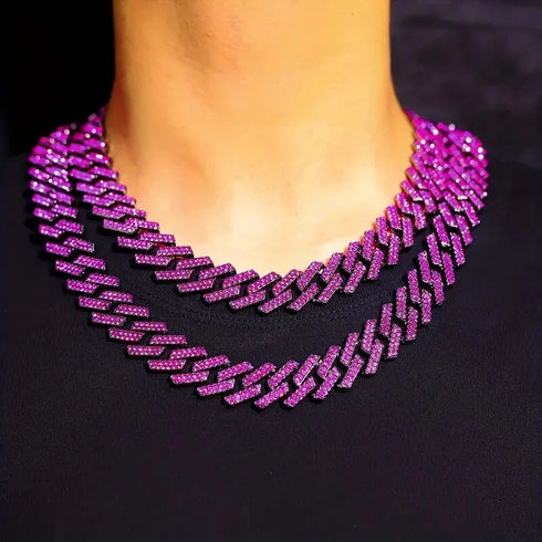 2Pcs FULLY ICED Bling Gun Black Rhodium Plated CZ Cuban Chain Necklace+Bracelet