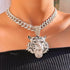 3 Pc Iced Out 14K Gold Plated CZ Tiger Head Pendant & Cuban Chain Necklace & Bracelet