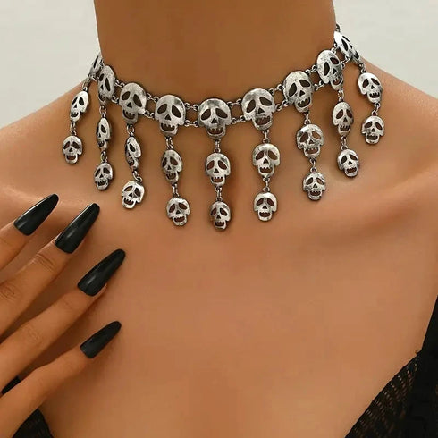 Punk Gothic Layered Tassel Hallow Skull Women Halloween Necklace/Bracelet
