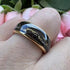 Men's 8mm Titanium Yellow Gold Leaf & Black Sandstone Comfort-Fit Wedding Band