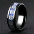 Men 8mm Titanium Black/Blue Laser Skull Carbon Fiber/Matte Black CZ Wedding Band