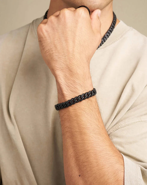 2 Pcs Men Women FULLY ICED Black Rhodium Plated Cubic Zirconia Necklace & Bracelet