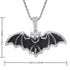 Iced Out Paved 14K White Gold Plated Cubic Zirconia Black Bat Pendant Necklace