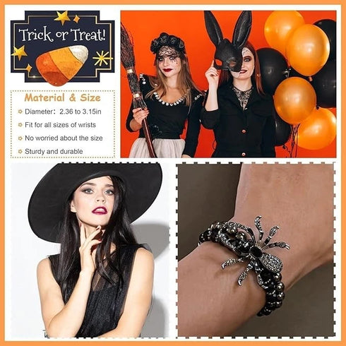 Punk Gothic Layered Tassel Hallow Spider Women Halloween Bracelet