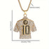Fully Iced Soccer Jersey Number10 Titanium CZ Hip Hop Bling Pendant Necklace
