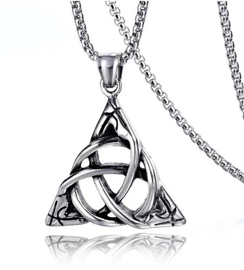 Norse Rune Viking Titanium Celtic Triquetra Trinity Knot Amulet Pendant Necklace