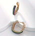 Multicolor Micro Pave 14K Gold Plated Cubic Zirconia Women U-Shape Hoop Earrings