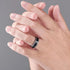 Brushed Black Silver Groove CZ Comfort-Fit 8mm Tungsten Wedding Band