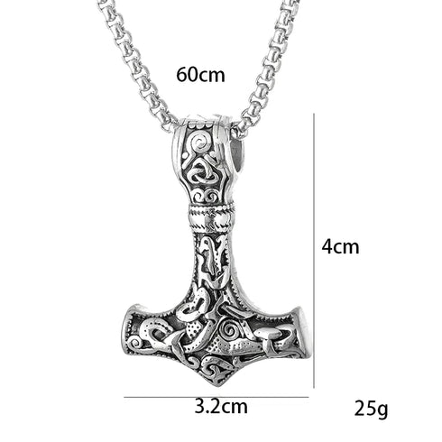 Norse Runes Viking Thor Hammer/Wolf Axe/Wing Cross Sword Amulet Pendant Necklace
