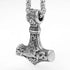 Nordic Viking Wolf Head Thor's Hammer Men Women Mjolnir Necklace & Bracelet Set
