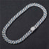 2 Pc Men Women FULLY ICED Rhombus Blue Cuban Link Chain 2Row CZ Necklace & Bracelet