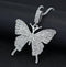 Iced Out Paved 14K White Gold Plated Cubic Zirconia Butterfly Pendant Necklace
