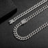 2Pc FULLY ICED 14K White Gold Plated CZ Miami Cuban Link Chain Necklace & Bracelet