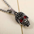 Iced Out 14K White Gold Plated Cubic Zirconia Sugar Skull Head Pendant Necklace