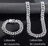 2Pc FULLY ICED 14K White Gold Plated CZ Miami Cuban Link Chain Necklace & Bracelet