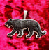 Iced Out 14K Gold Plated Cubic Zirconia Black Jaguar Panther Pendant Necklace