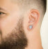 Paved 18KWhite Gold Plated Cubic Zirconia Double Round Cluster Men Women Earring