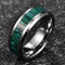 Men 8mm Tungsten Beveled Edge Comfort-Fit Fabricated Malachite Inlay Wedding Band