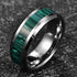 Men 8mm Tungsten Beveled Edge Comfort-Fit Fabricated Malachite Inlay Wedding Band