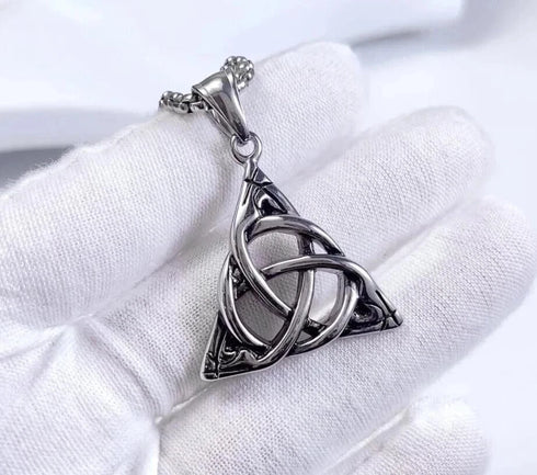 Norse Rune Viking Titanium Celtic Triquetra Trinity Knot Amulet Pendant Necklace