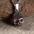 Iced Out 14K White Gold Plated Cubic Zirconia Sugar Skull Head Pendant Necklace