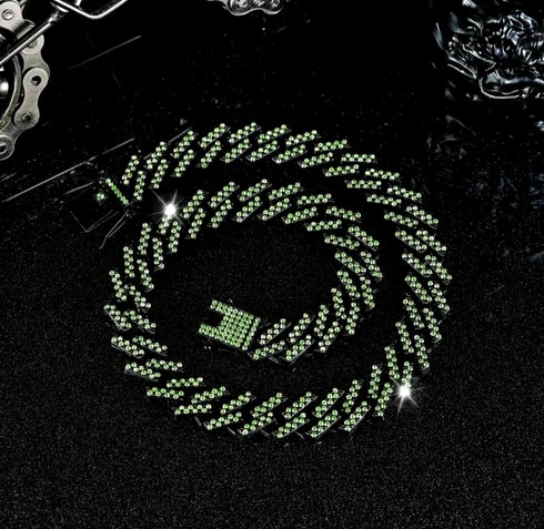 2Pcs FULLY ICED Bling Gun Black Rhodium Plated CZ Cuban Chain Necklace+Bracelet