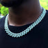 2Pc FULLY ICED 14K White Gold Plated CZ Miami Cuban Link Chain Necklace & Bracelet