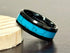 Men 8mm Tungsten Black Turquoise Beveled-Edge Comfort-Fit Polished Wedding Band