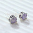 Micro Pave 14K Gold Plated Purple Cubic Zirconia Men Women Cluster Stud Earrings