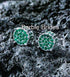 Micro Pave 14K Gold Plated Green Cubic Zirconia Men Women Cluster Stud Earrings