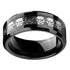 Men 8mm Titanium Black/Blue Laser Skull Carbon Fiber/Matte Black CZ Wedding Band