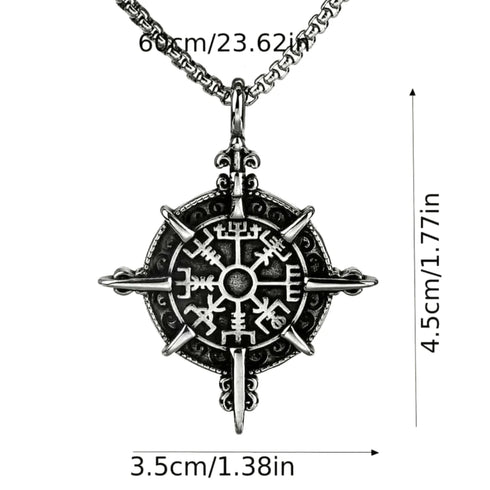 Norse Runes Viking Thor Hammer/Wolf Axe/Wing Cross Sword Amulet Pendant Necklace