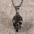Iced Out 14K White Gold Plated Cubic Zirconia Sugar Skull Head Pendant Necklace