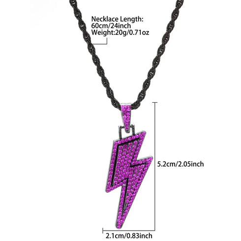 2Pc FULLY ICED Bling Rhodium Plated Purple Black CZ Cuban Link Necklace+Bracelet