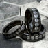 Men 8mm Titanium Black/Blue Laser Skull Carbon Fiber/Matte Black CZ Wedding Band