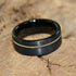 Men 8mm Black Brushed Tungsten Light Gold Guitar String Comfort-Fit Wedding Band