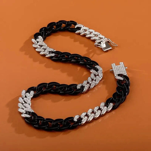 Iced Out 14K Gold Plated CZ Ankh Cross/Avant-Garde 2Tone Cuban Necklace & Bracelet