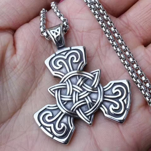 Norse Rune Viking Titanium Celtic Triquetra Trinity Knot Amulet Pendant Necklace