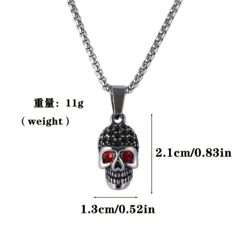 Iced Out 14K White Gold Plated Cubic Zirconia Sugar Skull Head Pendant Necklace