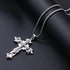 Titanium Creative Multi-Layer Cubic Zirconia Cross Pendant Necklace