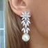 Luxury Pearl Pendant 18K White Gold-Plated Zirconia Bridal Dangle Earrings