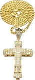 Iced Out Bling 18K Gold Plated Cubic Zirconia Cross Pendant Necklace