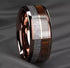 Men 8mm Tungsten Rose Gold Plated Silver Koa Wood Inlay Engagement Wedding Band