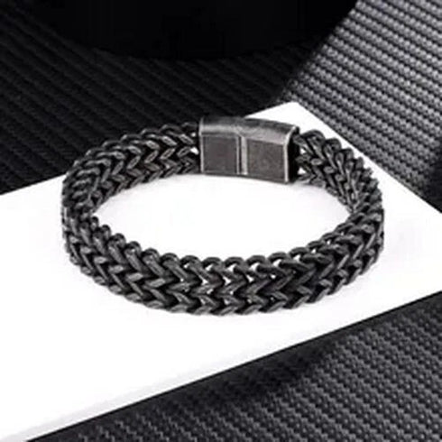 Stylish Men's High Quality Titanium Steel Double Curb Chain Magnetic Bracelet