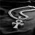 3-Pcs Iced 14K Gold Plated CZ Large Ankh Cross Pendant with Cuban Necklace & Bracelet